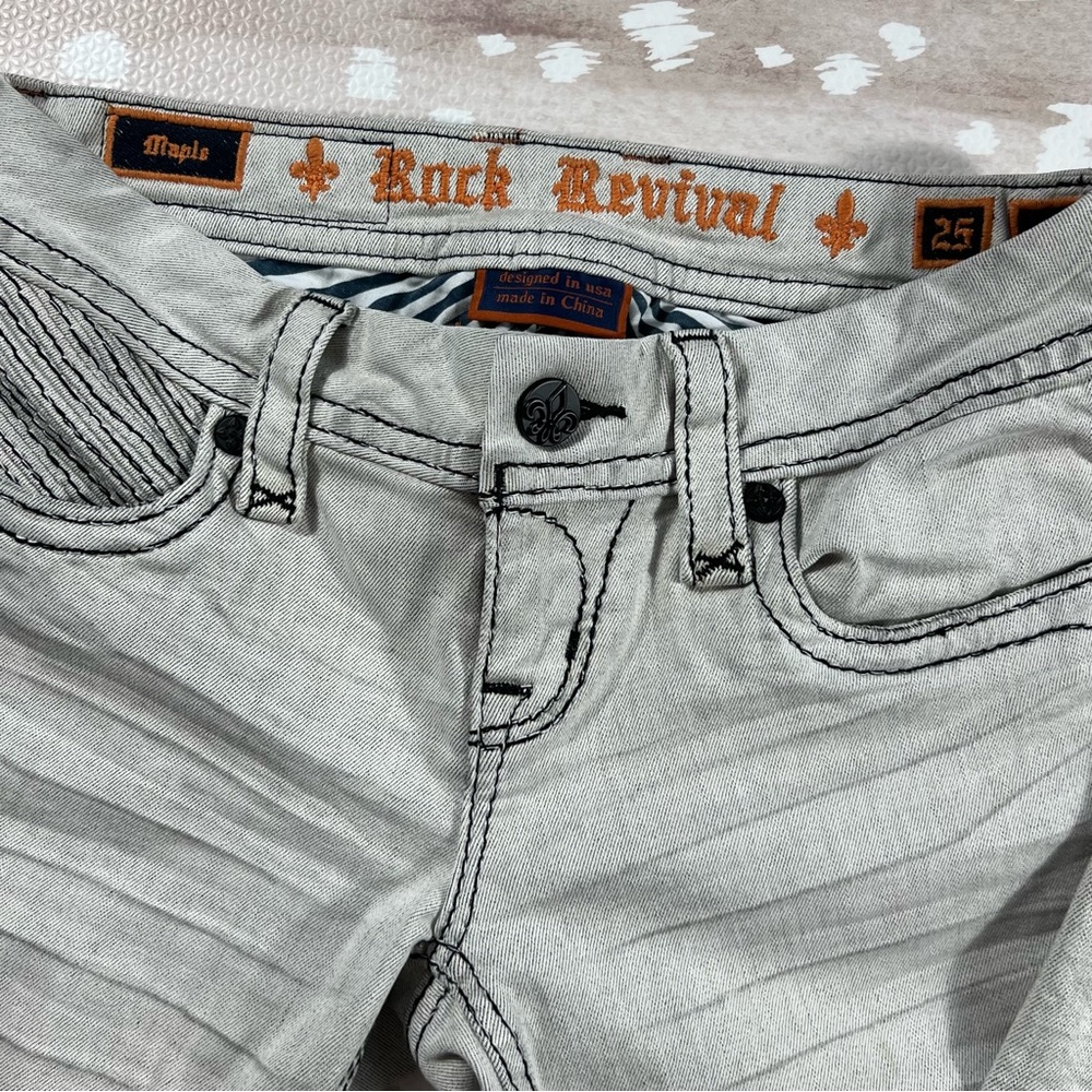 Rock Revival Low Rise Skinny Fit Stretch Denim Jeans in Maple Women's Size 25 - Picture 3 of 10